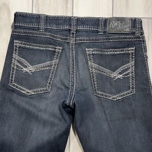 Rock 47 Denim by Wrangler Mens Dark Wash Relaxed Jeans Size 36x32